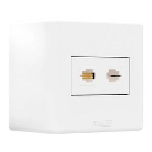 Tomada Telefone Dupla RJ11 Branca Sistema X Jeri 8912